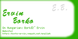 ervin borko business card